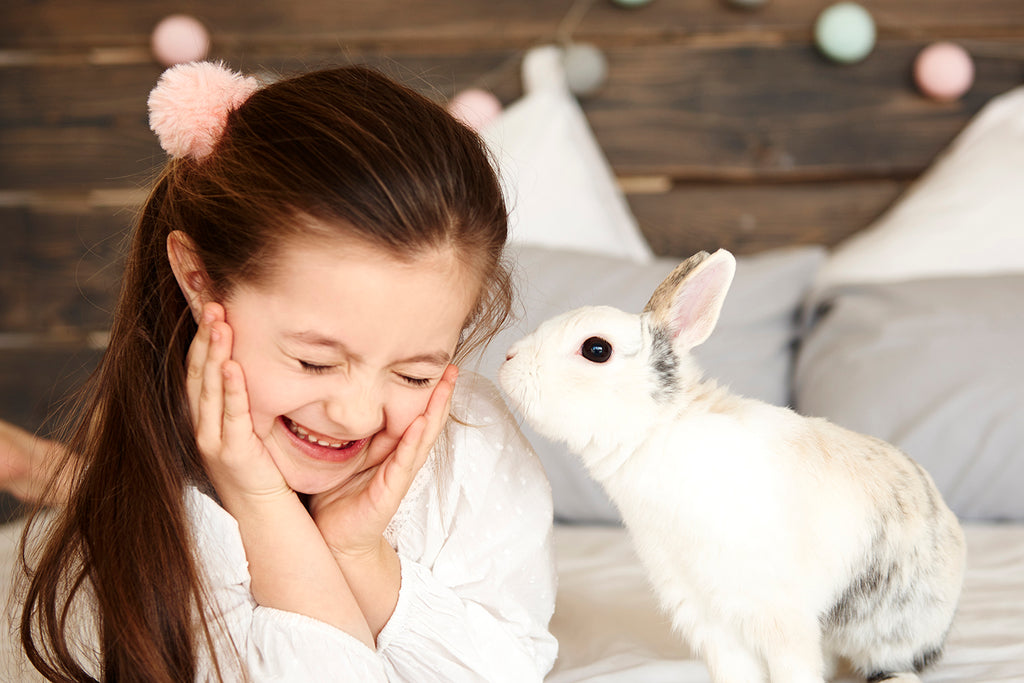 Cute girl with rabbit