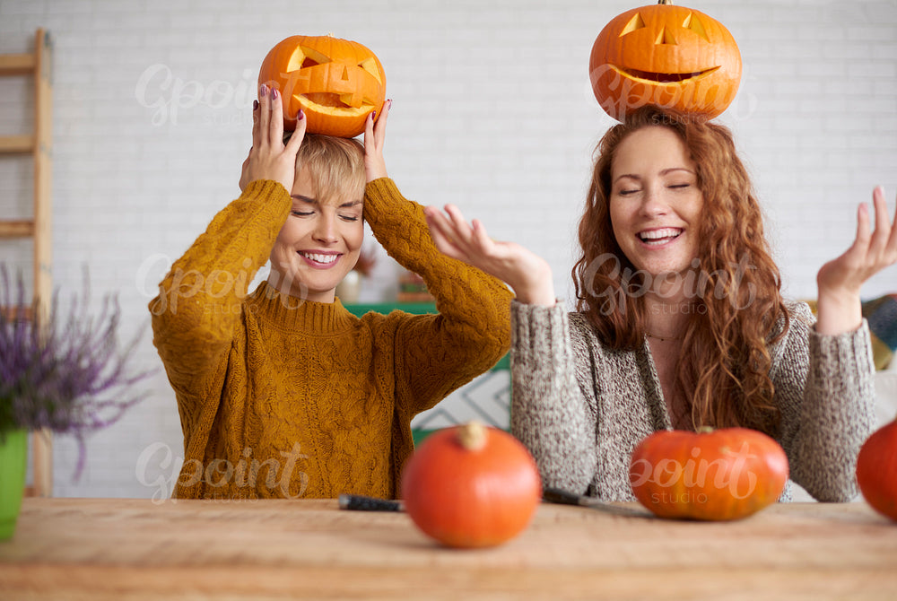 Funny girls in halloween time