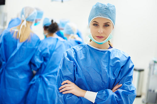 Young female doctor in operating room