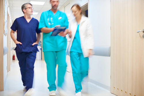 Doctors moving in blurred motion