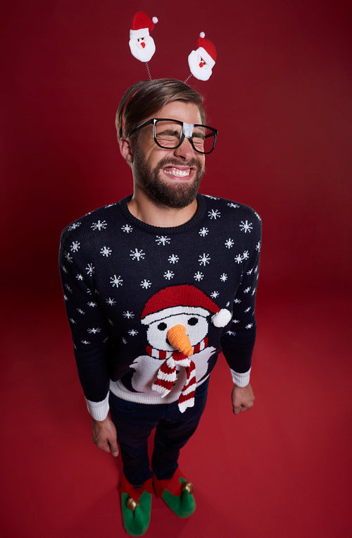 Cute nerd man in Christmas