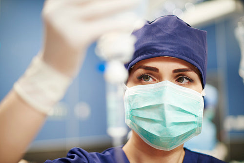 Close up of female anesthesiologist