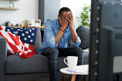 Man cannot stand what he is watching on TV