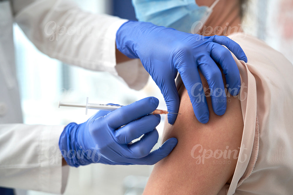 Close up of getting vaccinated