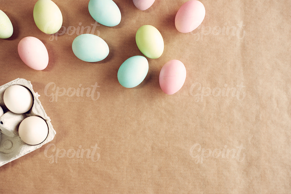 Close up of colored Easter eggs