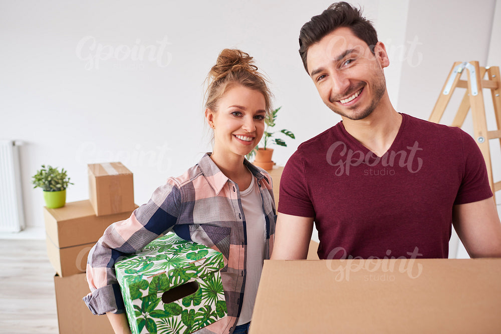 Young couple just move to their new apartment