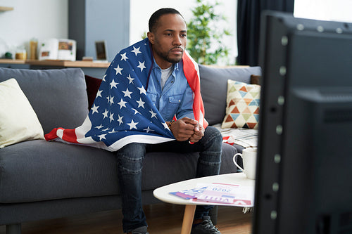 Black man waiting for USA election results