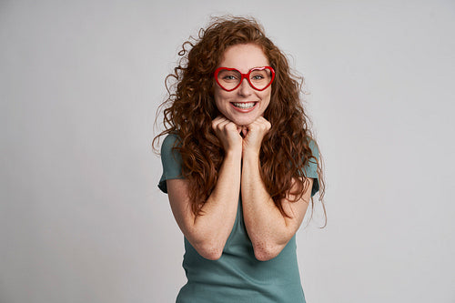 Cute redhead girl in funny glasses