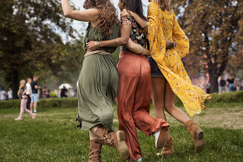 Group of women dancing at music festival