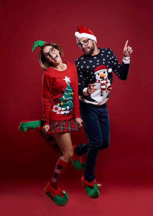 Dancing and wearing Christmas jumpers