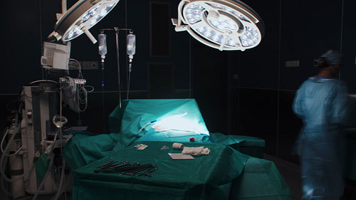 Time lapse video of busy surgeons over the operating table