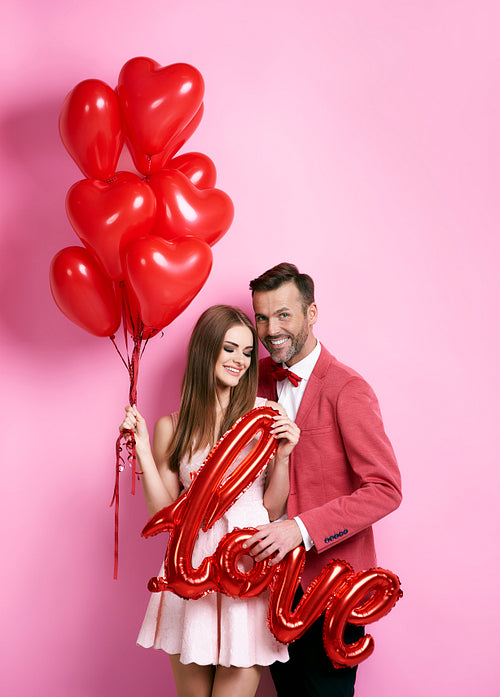 Man with her girlfriend celebrating valentine's day