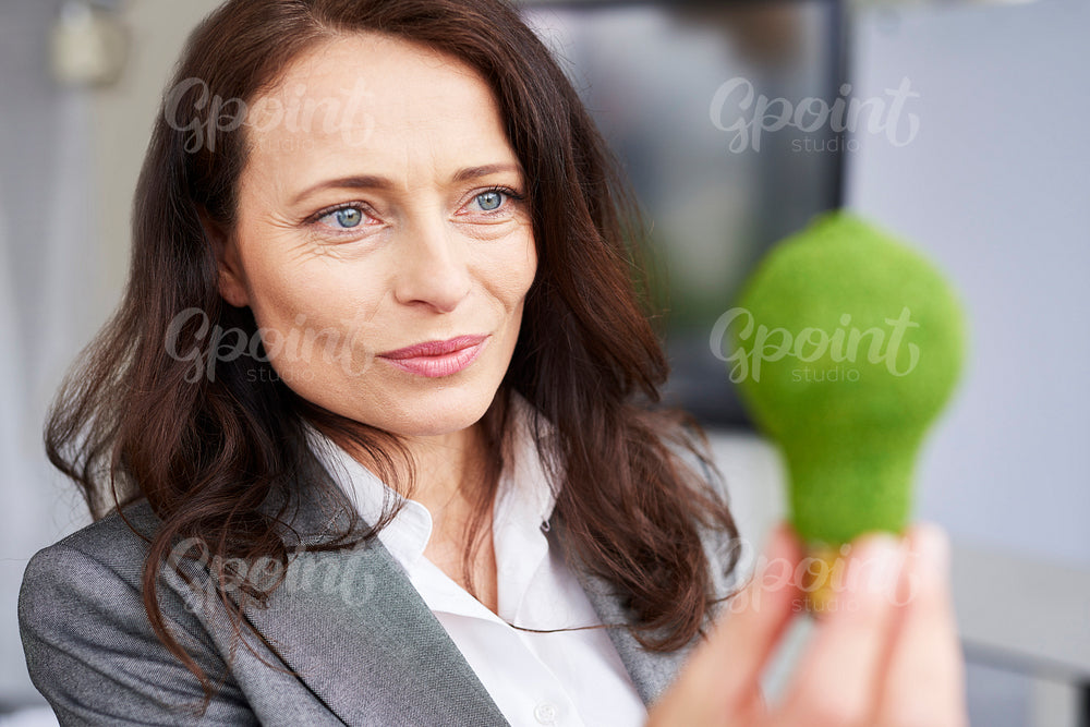 Close up of thoughtful businesswoman at work