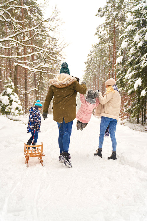 Family spending time together in winter