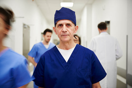 Portrait of male doctor on the corridor