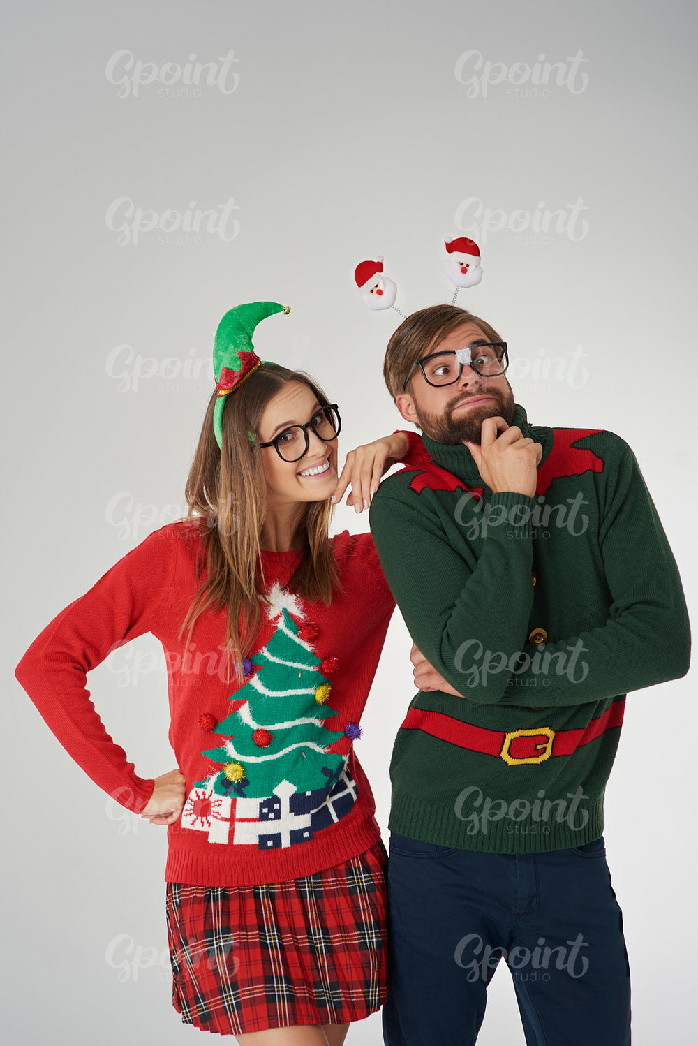 Christmas madness of young couple
