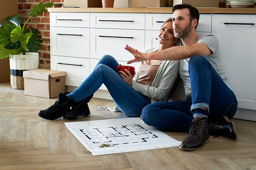 Couple in their new apartment makes plans for the future