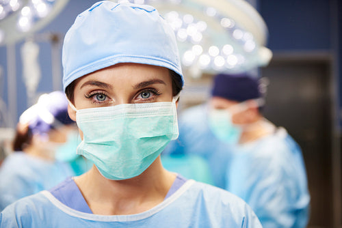 Portrait of female surgeon in the operating room
