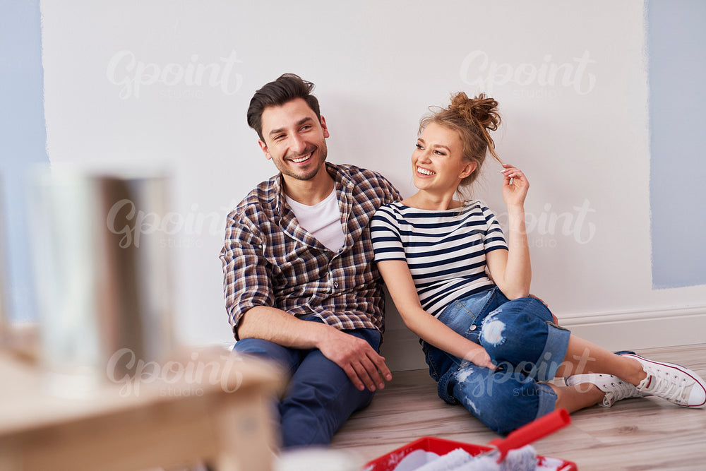 Young couple admiring home interior