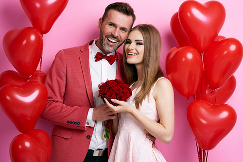 Portrait of affectionate couple celebrating valentine's day