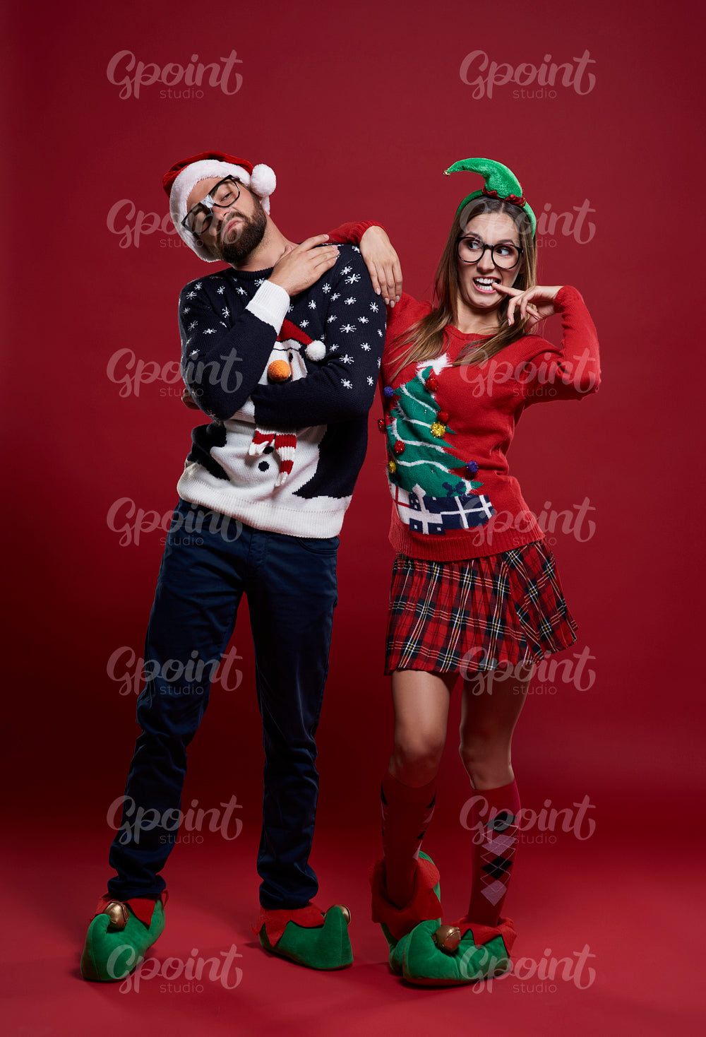 Funny couple in Christmas time