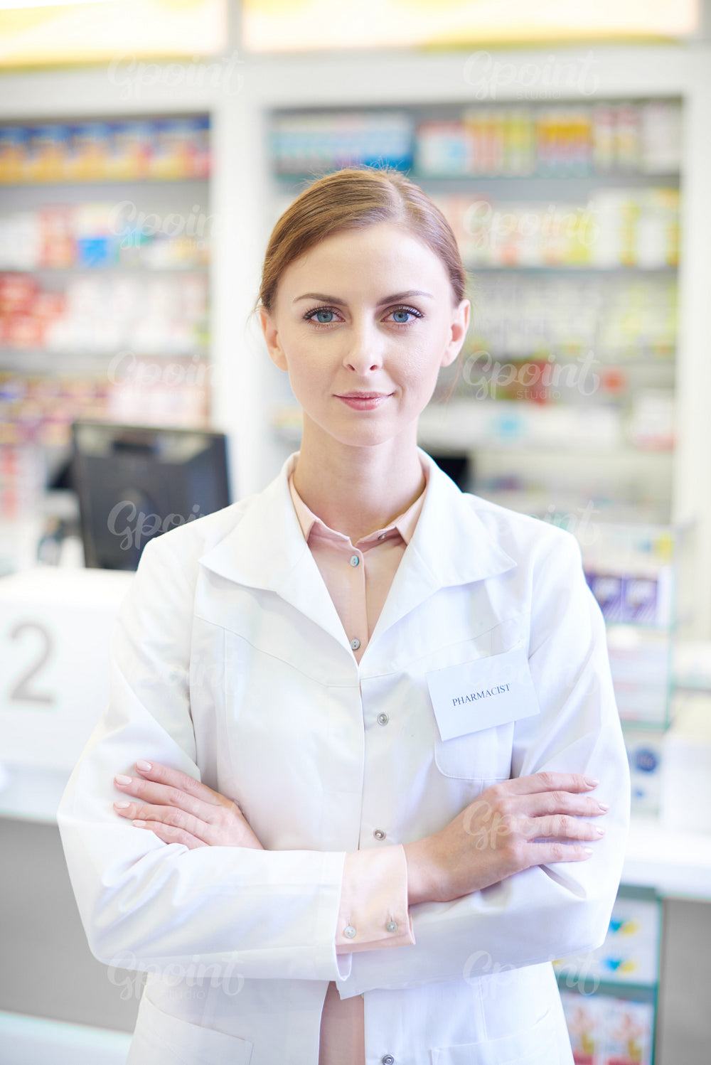 Portrait of confident female pharmacist