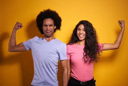 Afroamerican couple showing their strength