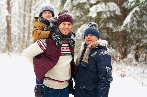 Portrait of family time at winter season