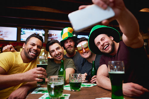Great selfie of group of friends in the pub