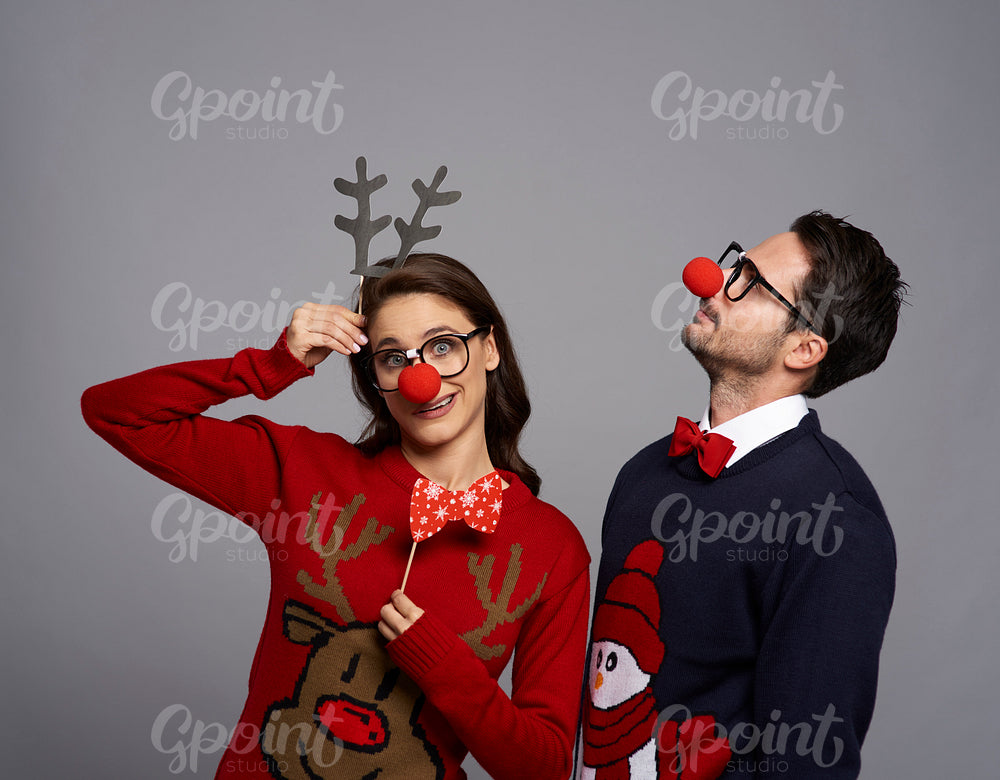 Bizarre couple in Christmas time
