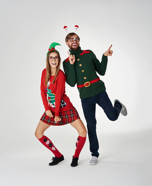 Dancing couple in Christmas time