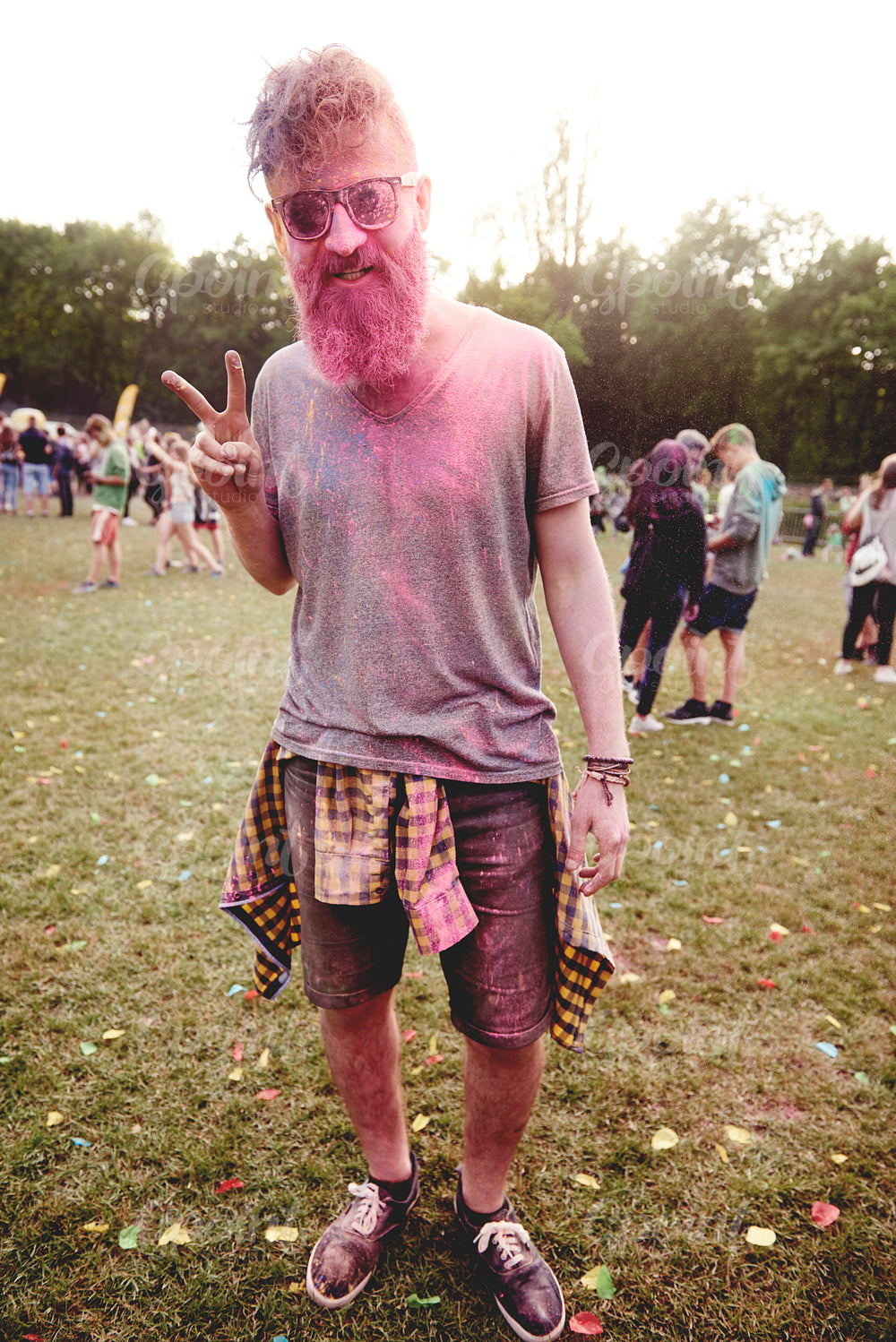 Portrait of man during the holi festival