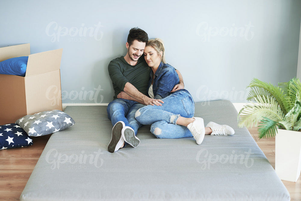 Peaceful scene of couple in new home place