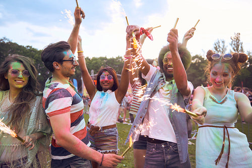 Celebrate the summer day with sparklers on music festival