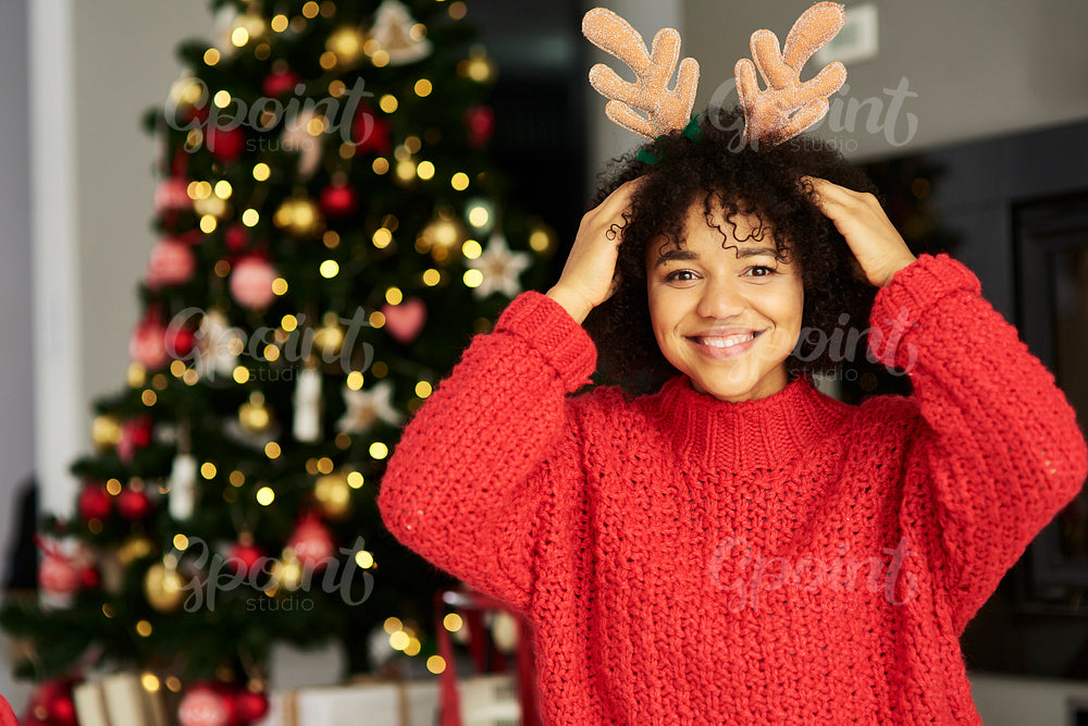 Portrait of African woman in Christmas time