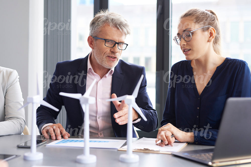 Business talks at conference table