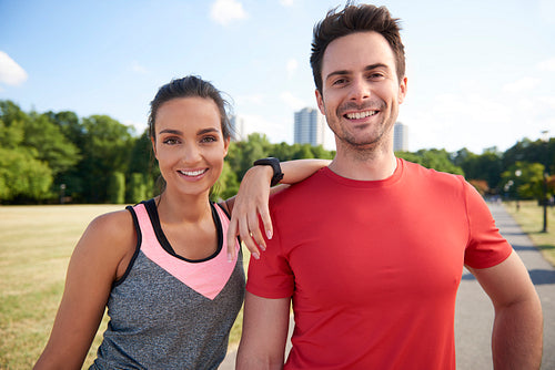 Portrait of smiling couple after hard workout