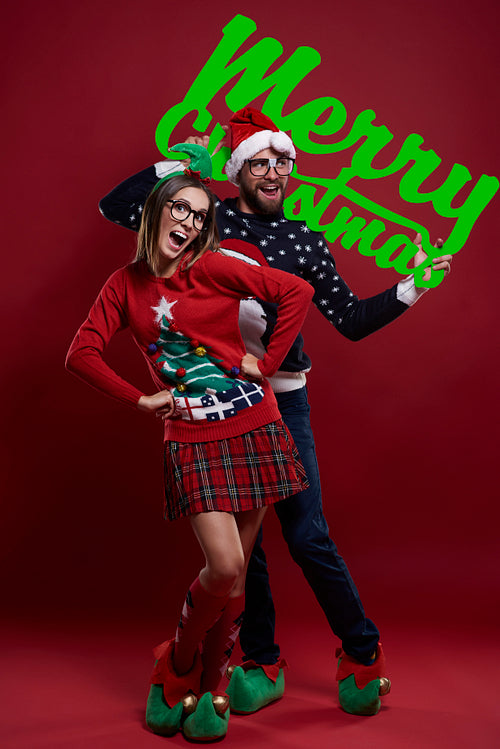 Christmas time with funny couple