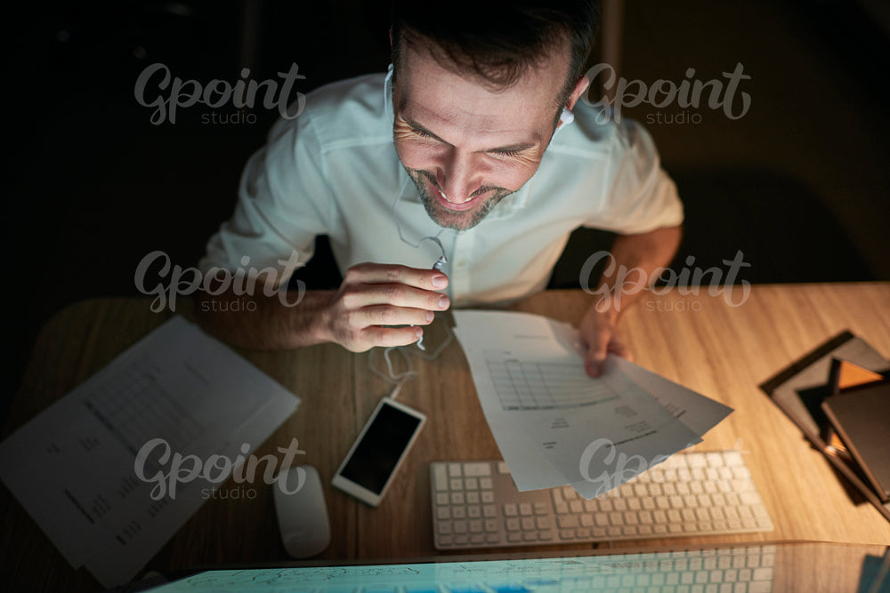 Man working late in his office